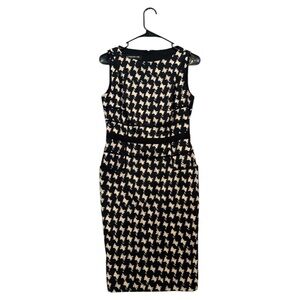 Jones New York Women's Sheath Dress Houndstooth Print Sleeveless, Size 4